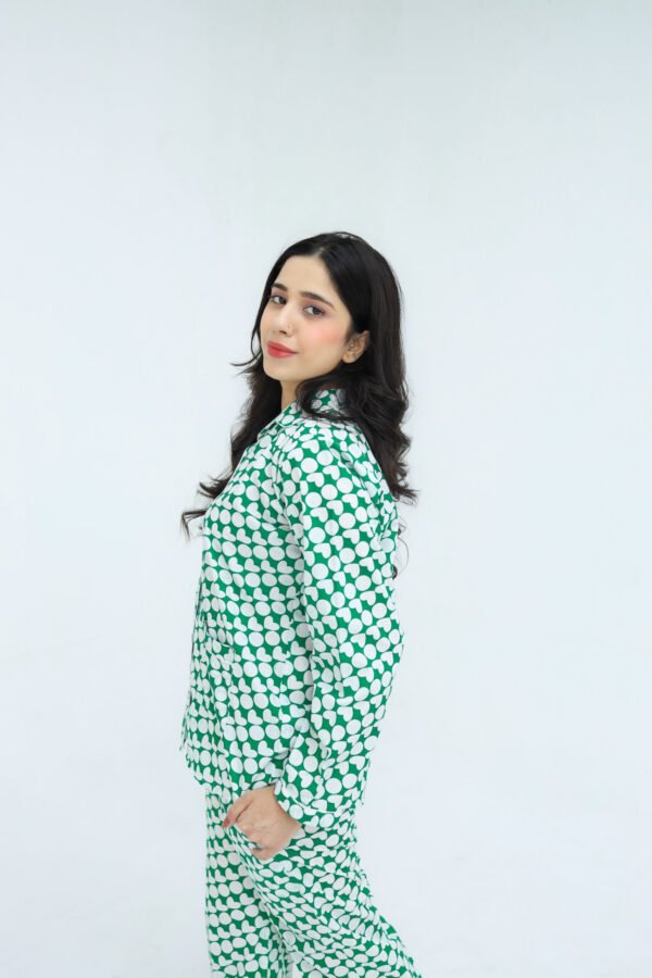 Lite Green Soft Cotton Heartly Circle Printed PJ Set for Women