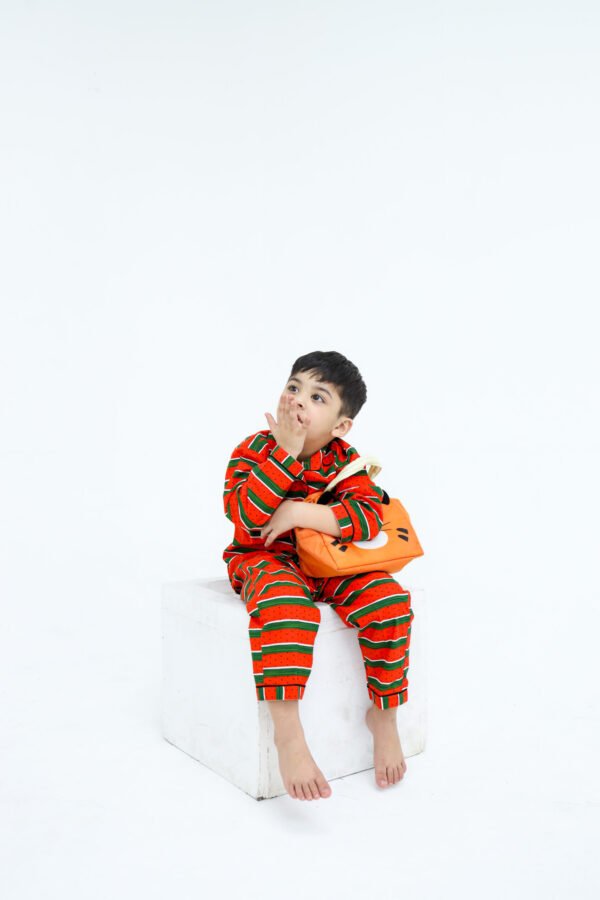 Festive stripe print winter cotton kids wear