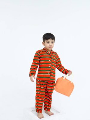 Festive stripe print winter cotton kids wear