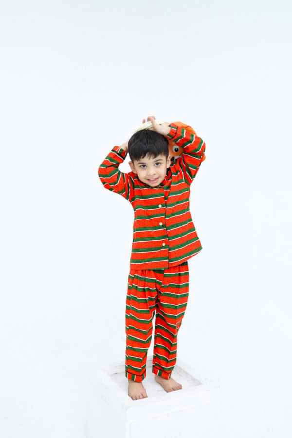 Festive stripe print winter cotton kids wear