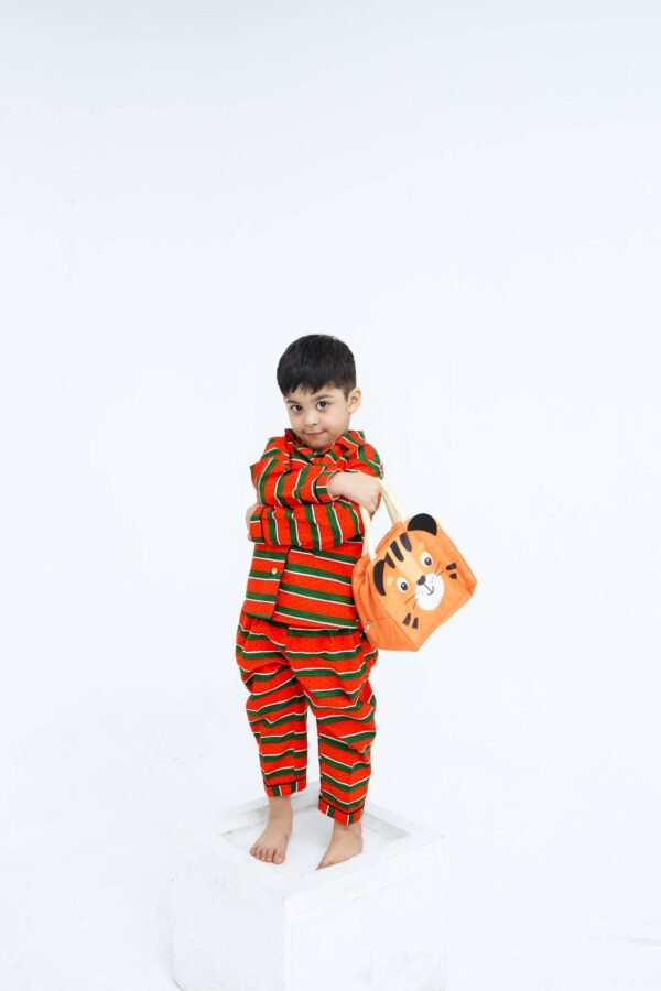 Festive stripe print winter cotton kids wear