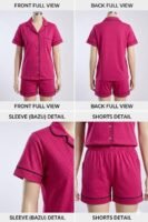 Bright Pink Cotton Dot Printed Shorts/Shirt Set for Women