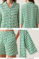 Lite Green Soft Cotton Heartly Circle Printed Shorts/Shirt Set for Women