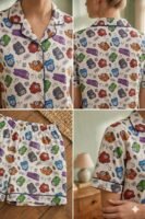 White Winter Cotton Toy Train Printed Shorts/Shirt Set for Women