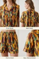 Rainbow Soft Cotton Ombre Printed Shorts/Shirt Set for Women