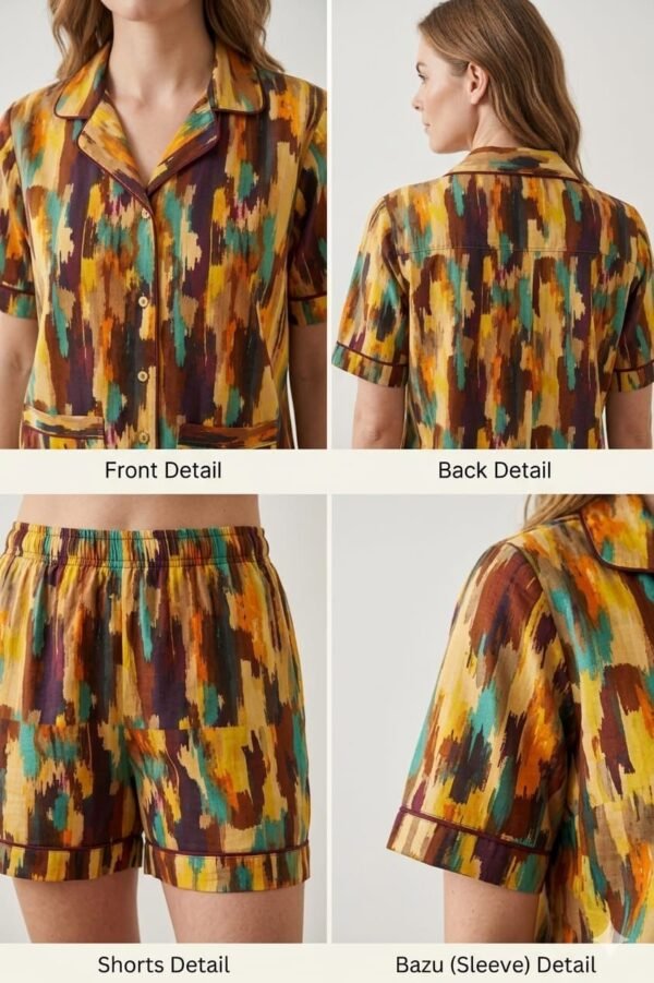 Rainbow Soft Cotton Ombre Printed Shorts/Shirt Set for Women