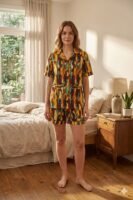 Rainbow Soft Cotton Ombre Printed Shorts/Shirt Set for Women