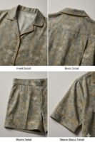 Grey Winter Cotton Foji Printed Shorts/Shirt Set for Women