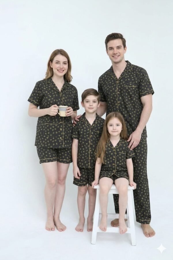 Black Winter Cotton Lady Bug Printed Shorts/Shirt Set