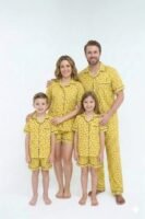 Yellow Winter Cotton Bee Printed Shorts/Shirt Set