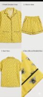 Yellow Winter Cotton Bee Printed Shorts/Shirt Set