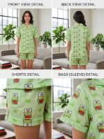 Parrot Cambric Frogi Printed Shorts/Shirt Set