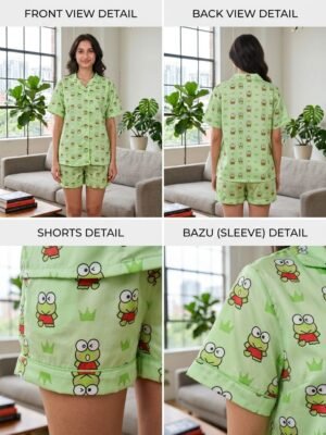 Parrot Cambric Frogi Printed Shorts/Shirt Set