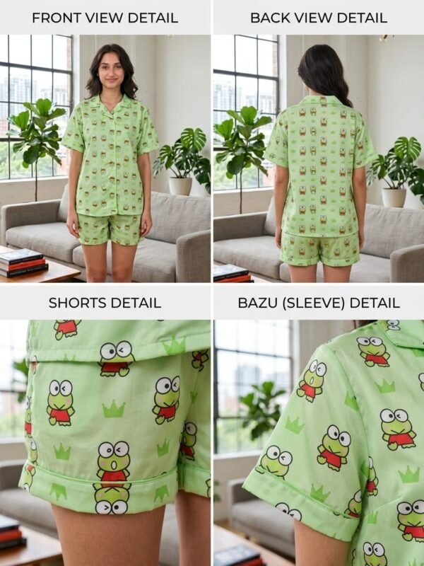 Parrot Cambric Frogi Printed Shorts/Shirt Set