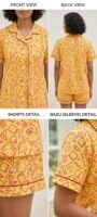 Yellow Cambric Hellow Kitty Printed Shorts/Shirt Set