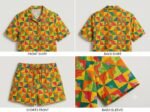 Multicolor Soft Cotton button box Printed Shorts/Shirt Set for Women