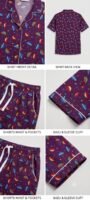 Deep Purple Winter Cotton Umbrella Printed Shorts/Shirt Set for Women
